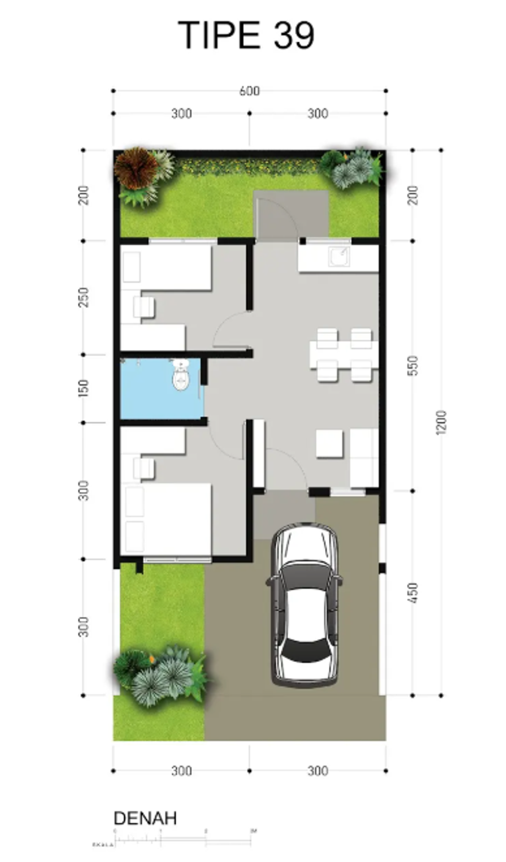 foto denah rumah tipe 39/72 East Hampton perumahan ROYAL GRANDE - BUCKINGHAM
