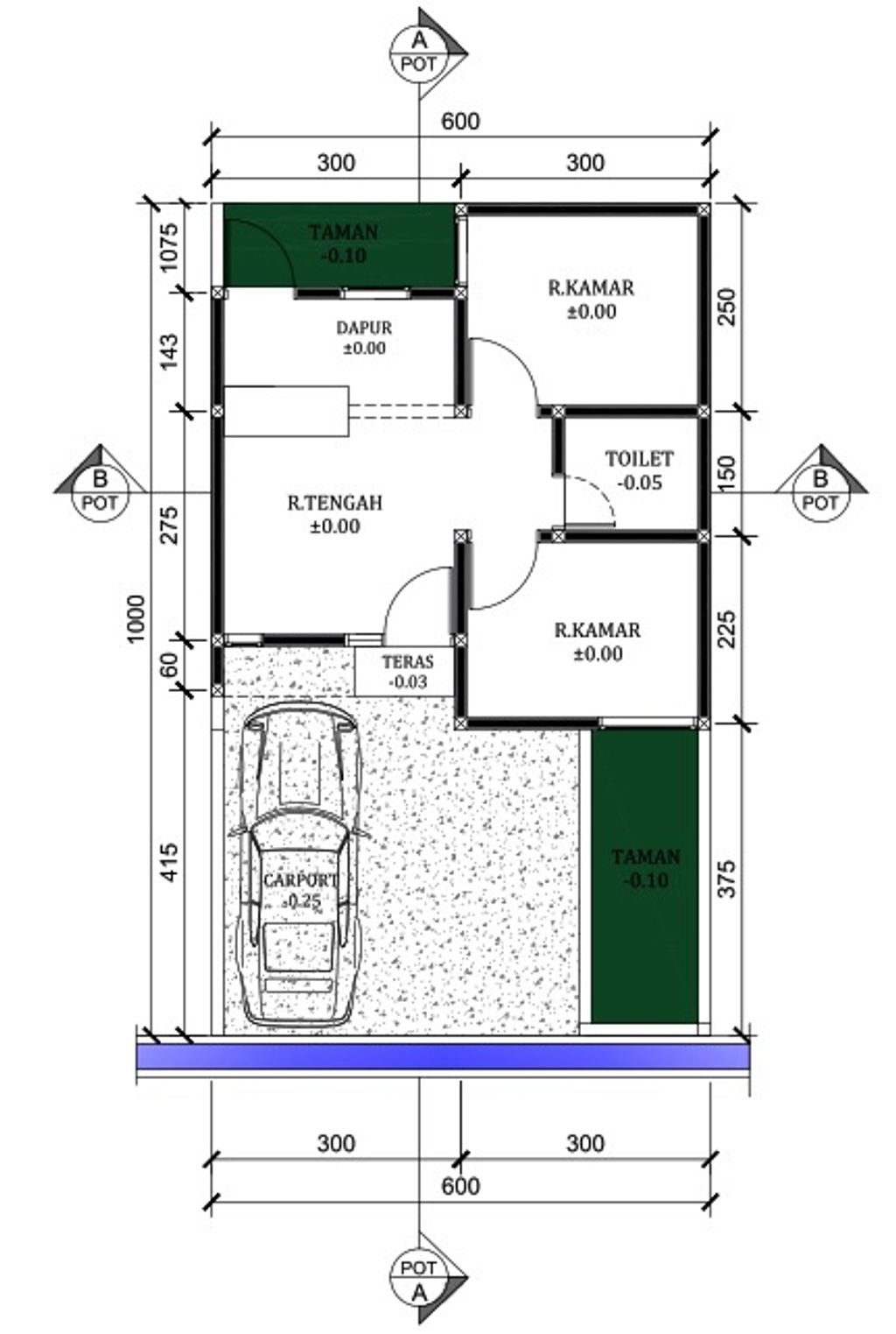foto denah rumah tipe 32/60 T1 perumahan BUMI WIRADINATA II