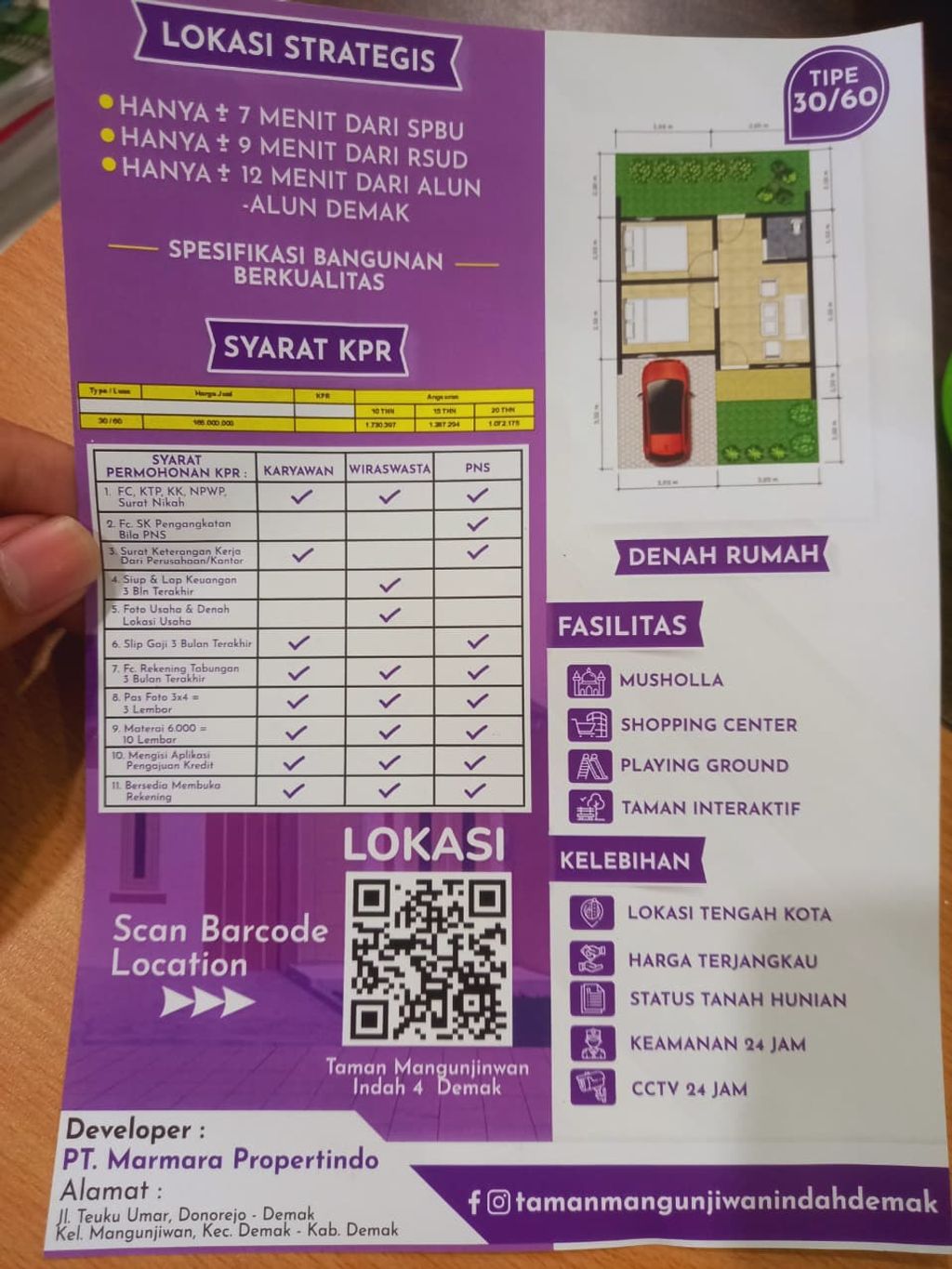 foto denah rumah tipe 30/60 perumahan TAMAN MANGUNJIWAN 4