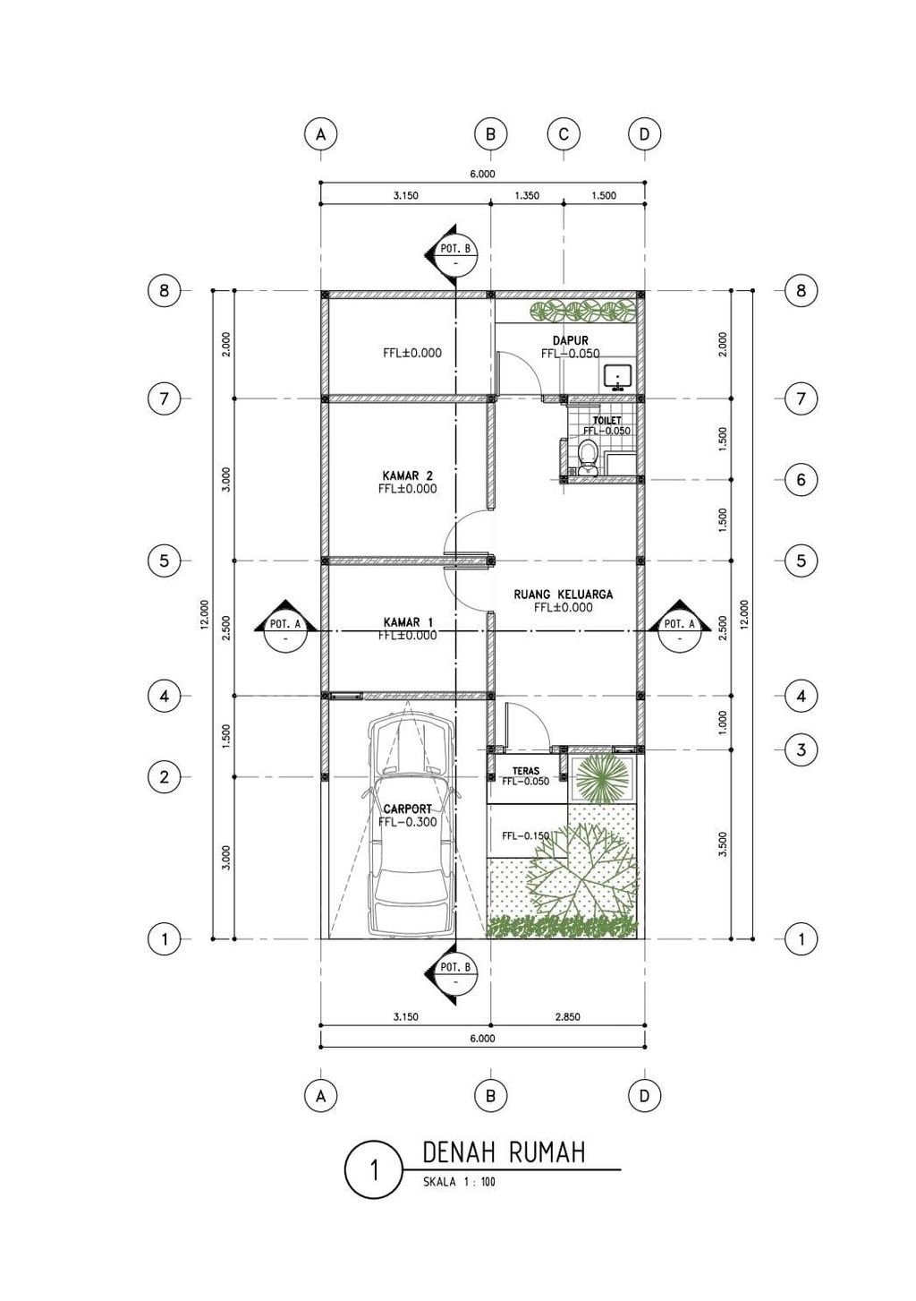 foto denah rumah tipe Borobudur B perumahan AMERTA RESIDENCE