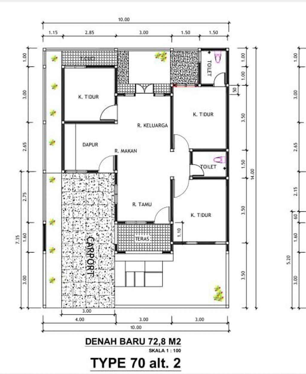 foto denah rumah tipe Bougainville D perumahan Green Athaya Permai