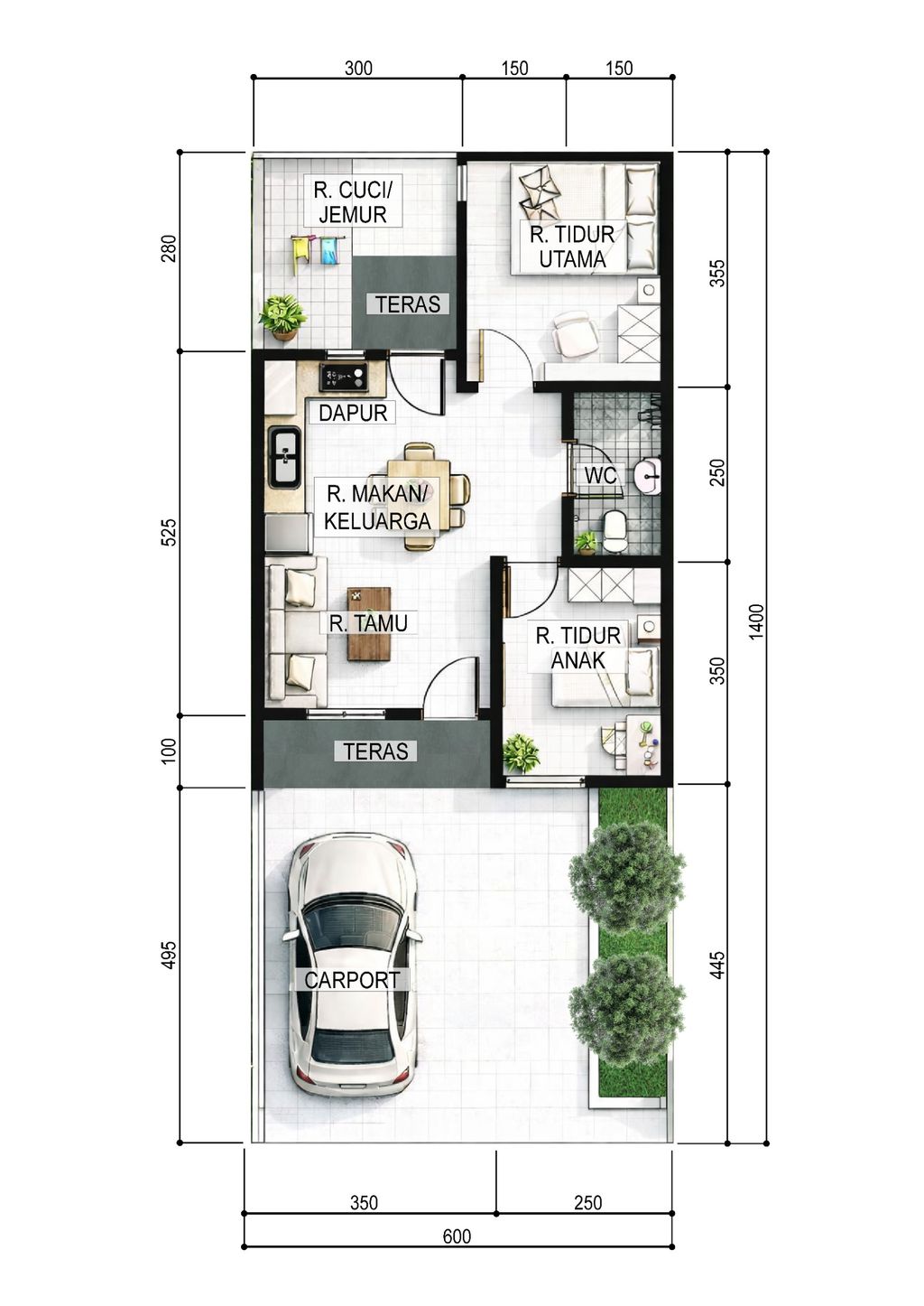 foto denah rumah tipe 42 perumahan ESA DE PASTEL