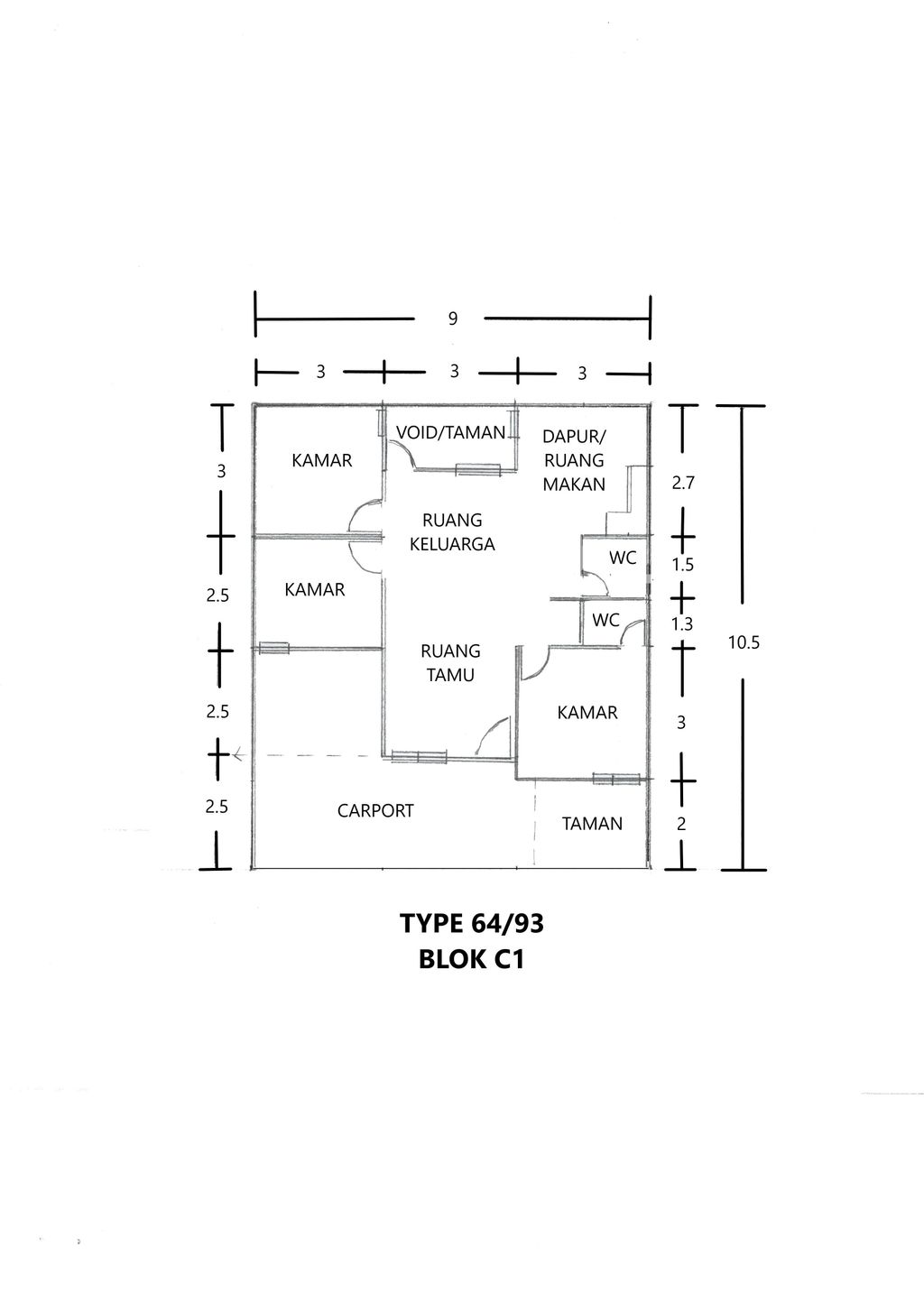 foto denah rumah tipe 64/93 perumahan GRIYA PESONA PELANGI