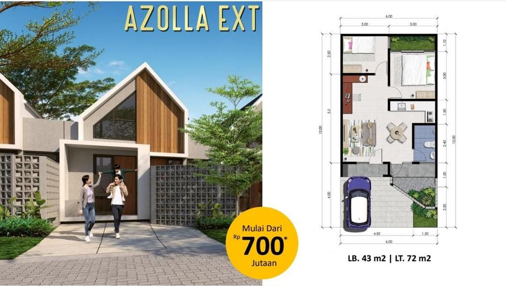 foto denah rumah tipe AZOLLA EXT perumahan CitraGarden BMW