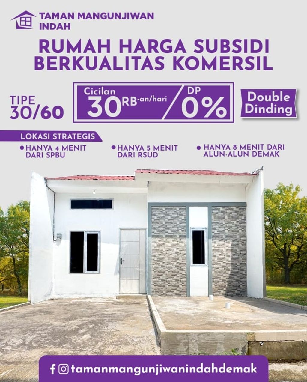 foto tampak rumah tipe 30/60 perumahan TAMAN MANGUNJIWAN 4