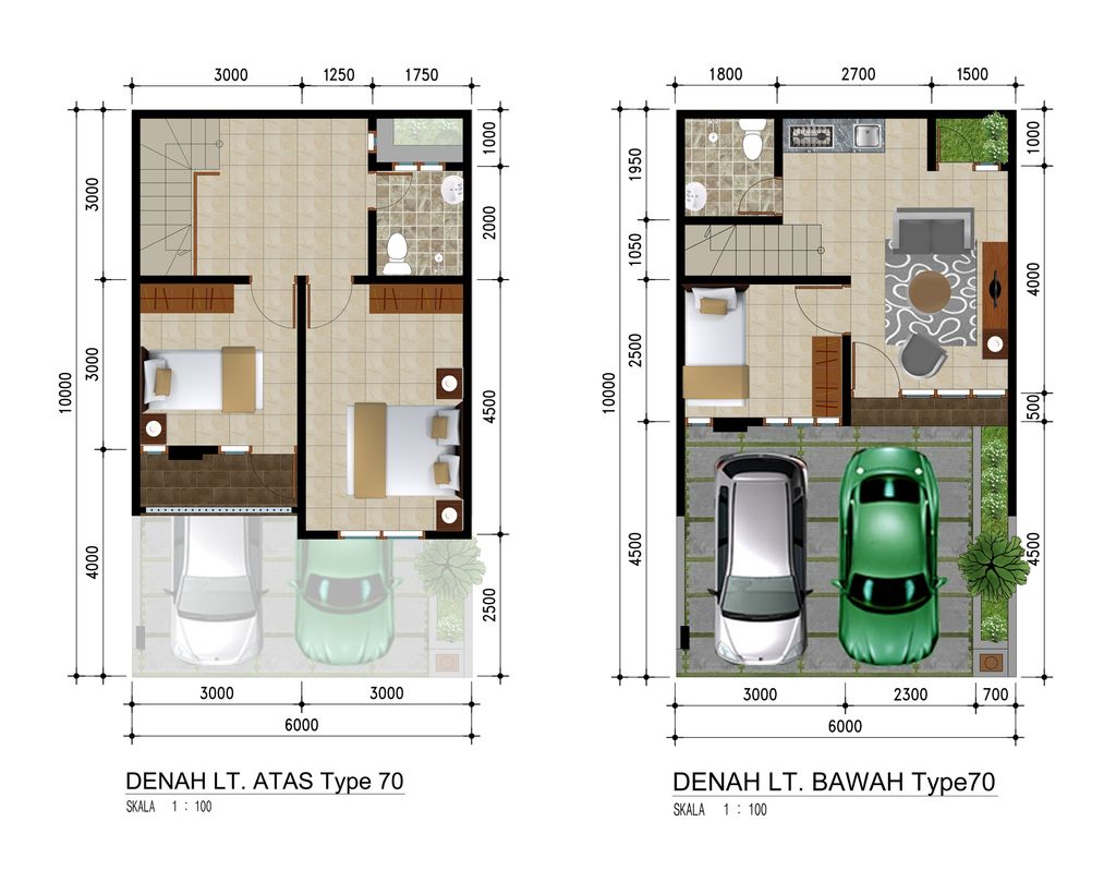 foto denah rumah tipe T70 (700) perumahan TRIA ADARA RESIDENCE 12 SERPONG