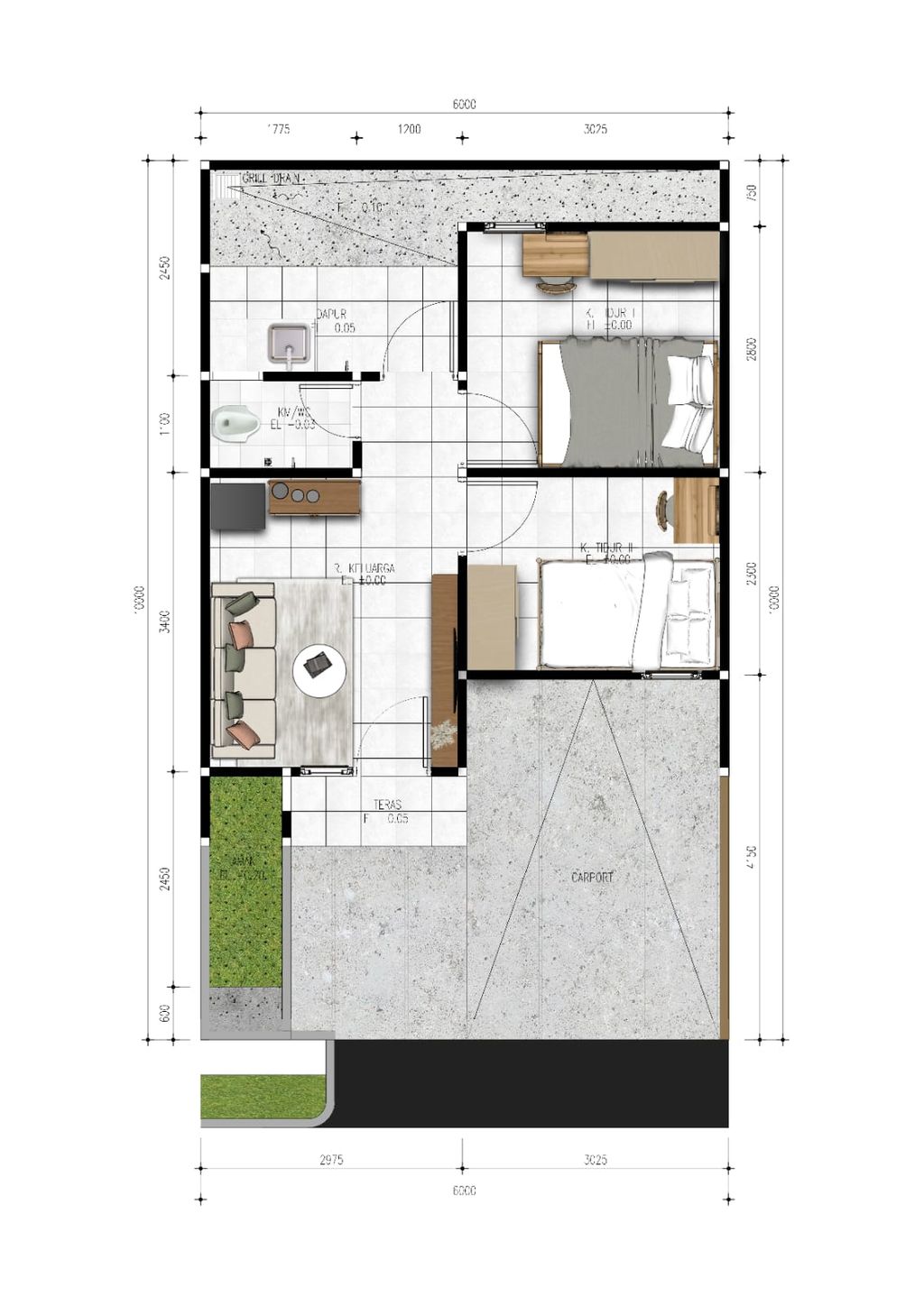 foto denah rumah tipe 29/60 perumahan Mahkota Estate Cibunar Tahap 2