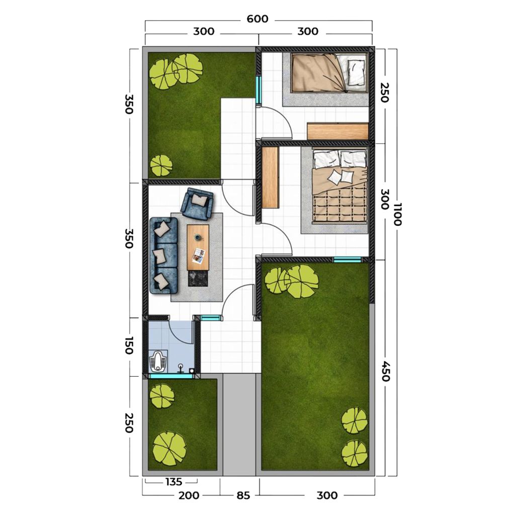 foto denah rumah tipe 30/66 perumahan Panorama Asri Cidahu