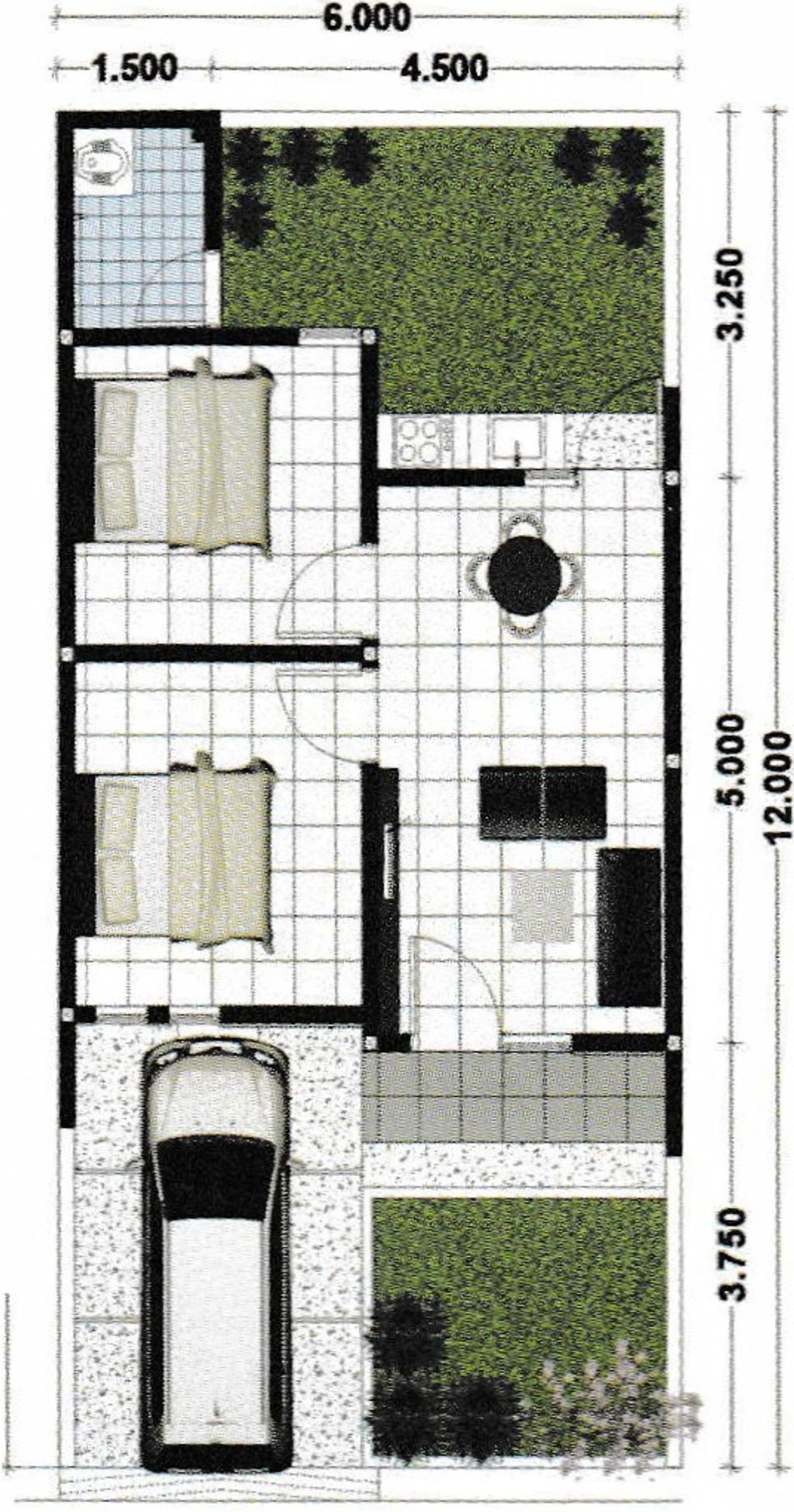 foto denah rumah tipe 36 perumahan APPLE RESIDENCE 2 TAMBAHAN