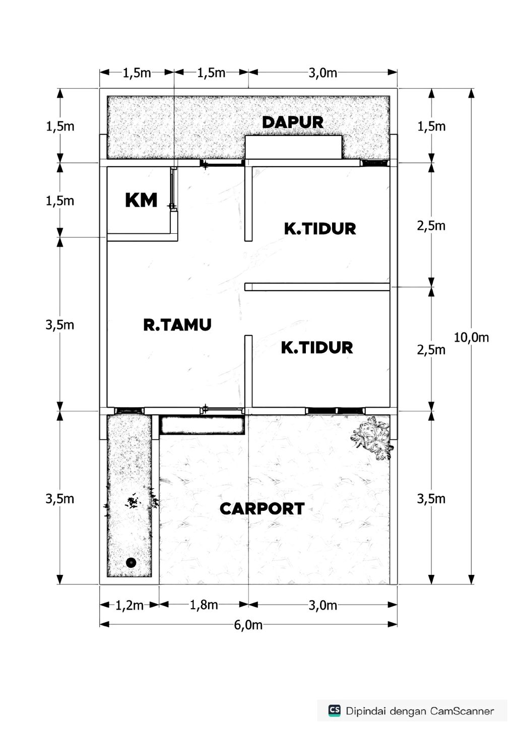 foto denah rumah tipe SUBSIDI PLUS perumahan ARSYILA VILLAGE JOHO
