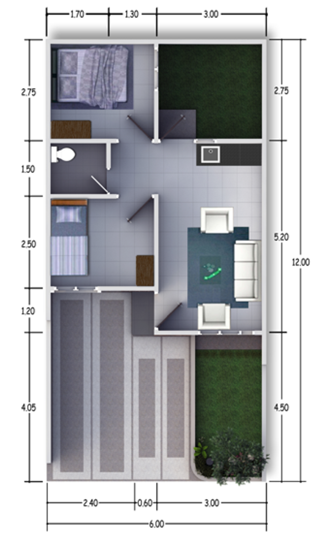 foto denah rumah tipe 36/72 perumahan Golden Village