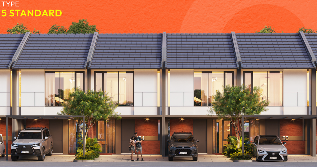 foto tampak rumah tipe Cendana Suites 5 perumahan WATERFRONT ESTATE