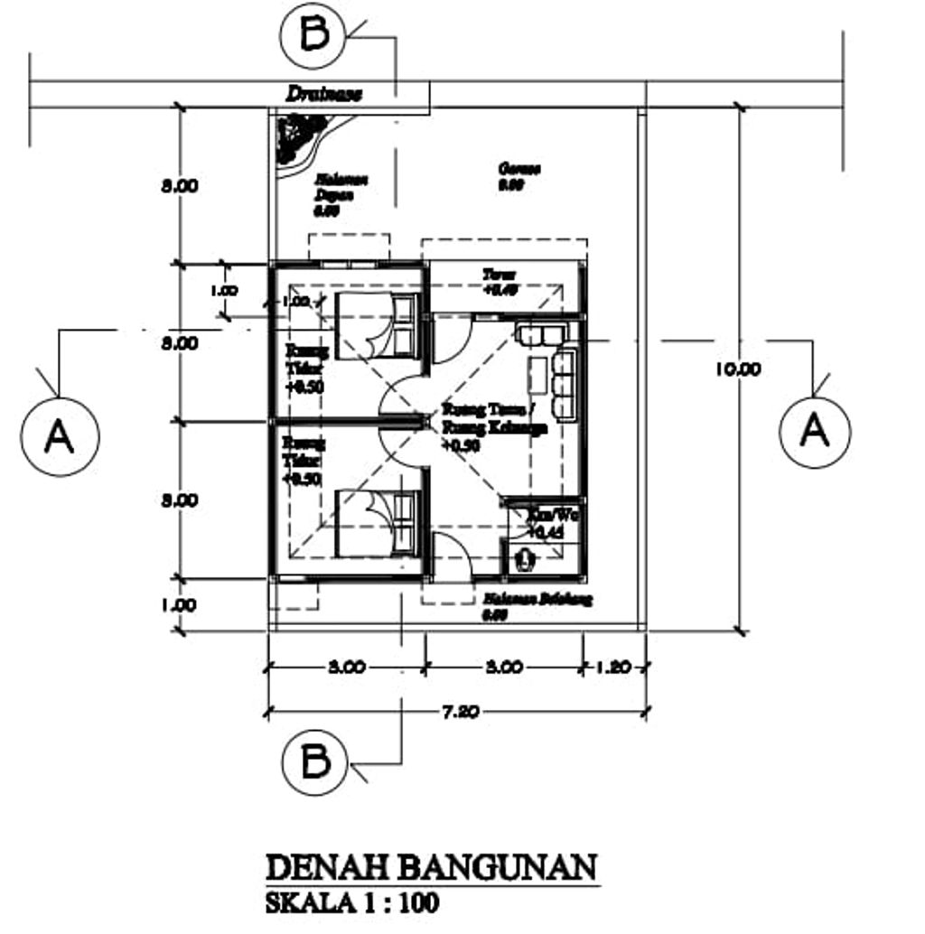 foto denah rumah tipe 36/72 perumahan CEMPAKA MAS PANJI 3