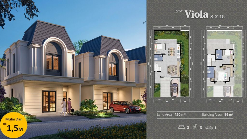 foto tampak rumah tipe VIOLA perumahan CitraGarden BMW