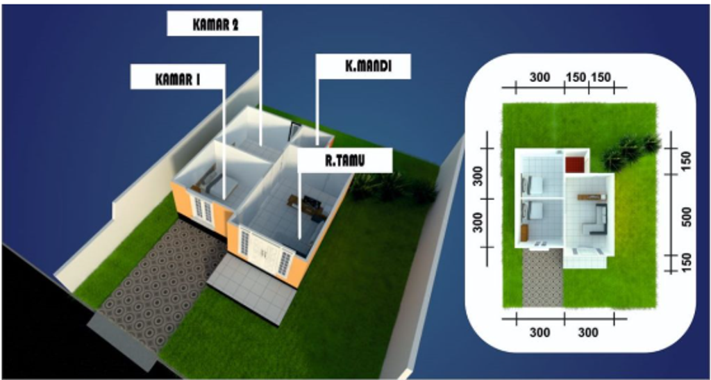 foto denah rumah tipe 36 HARGA BARU perumahan BERKATPESONA SUNGAI LULUT