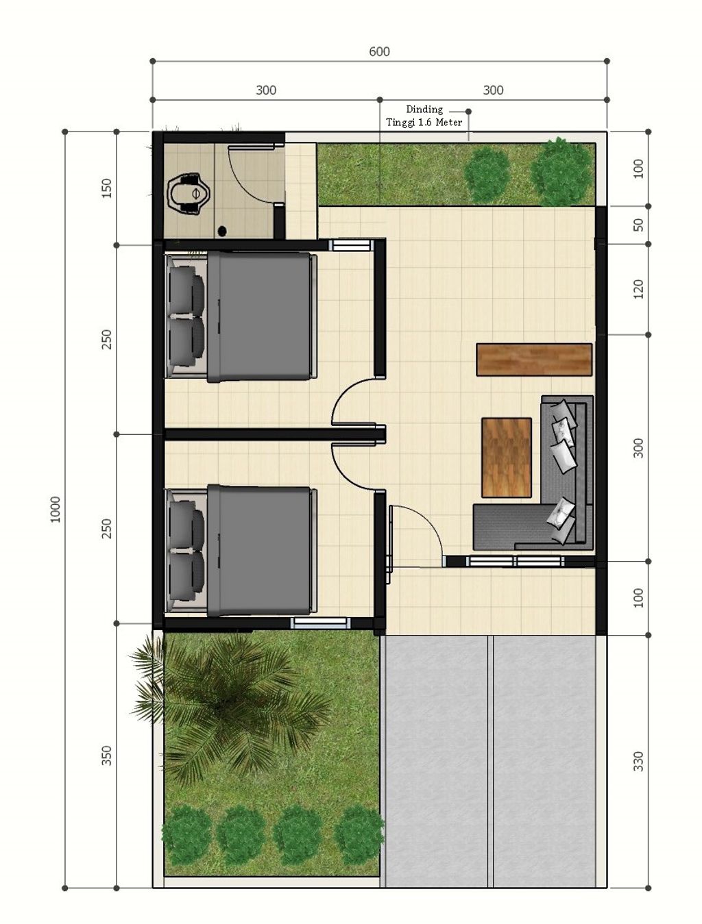 foto denah rumah tipe 30/60 perumahan Griya Citra Tigaraksa