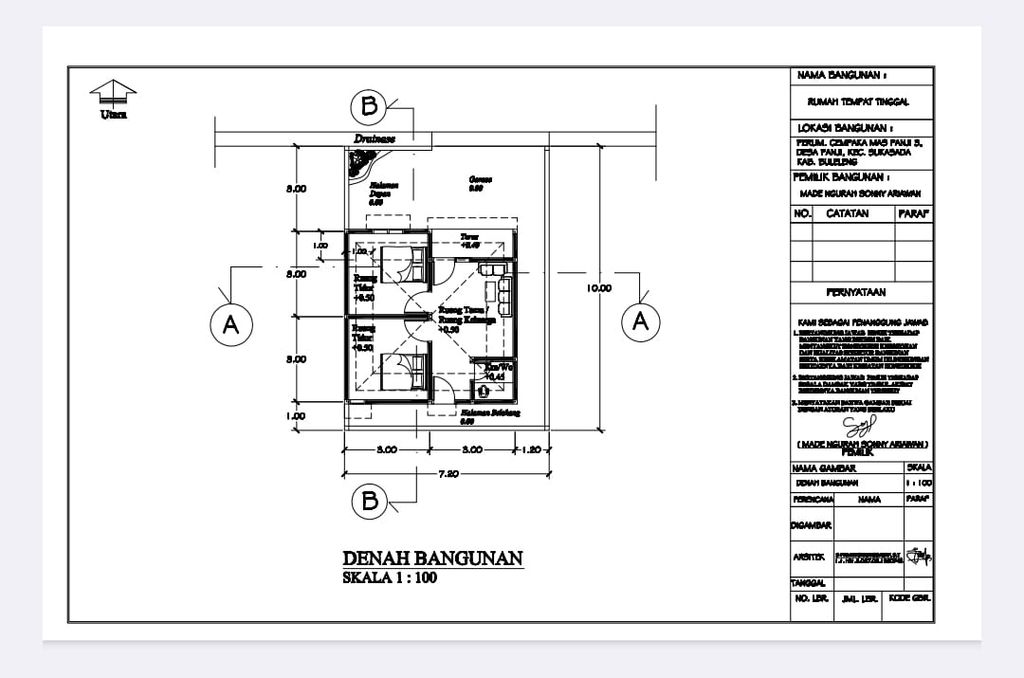 foto denah rumah tipe KAV perumahan CEMPAKA MAS PANJI 3