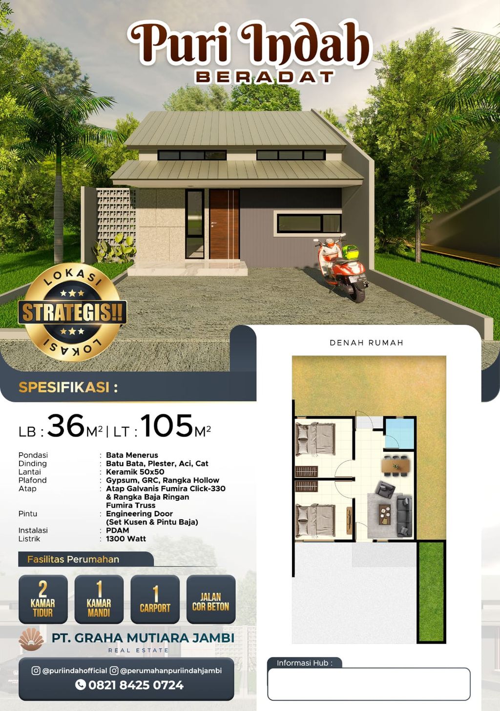 foto denah rumah tipe 36 perumahan PURI INDAH BERADAT