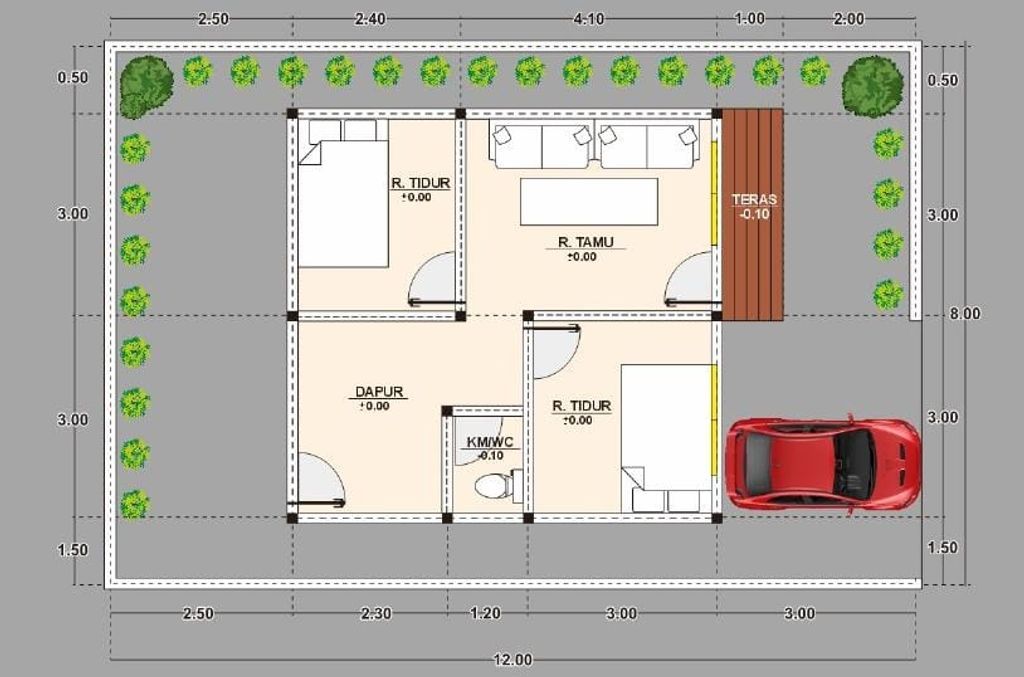 foto denah rumah tipe 36/96 (subsidi) perumahan Biuku Andai Lestari