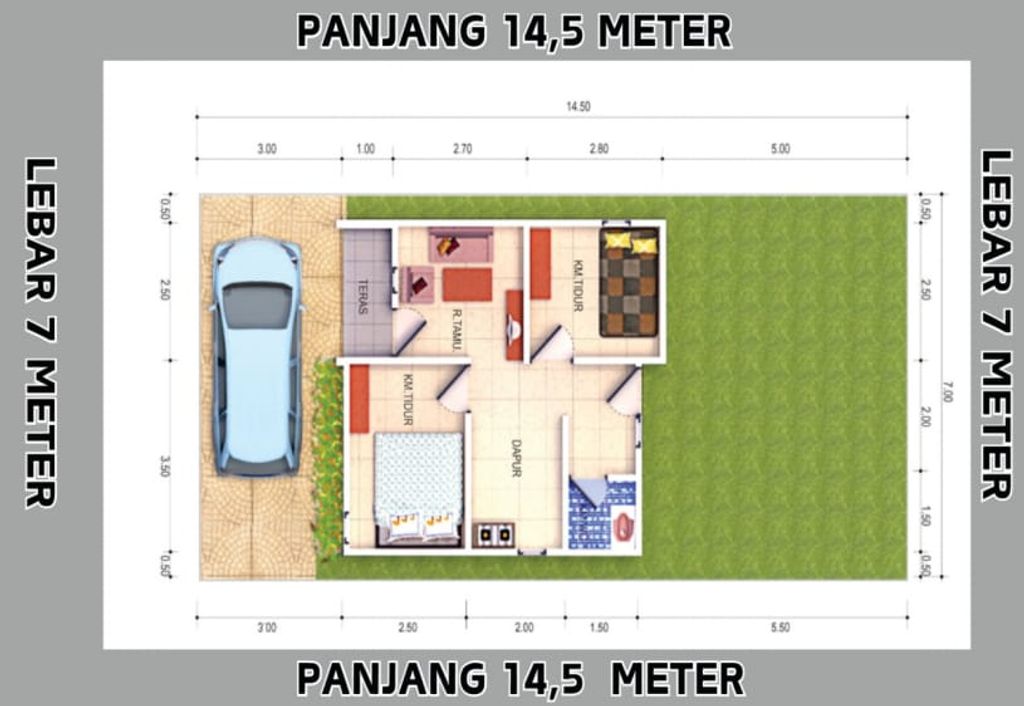 foto denah rumah tipe Ruby perumahan Centra Mahantas Land CGM