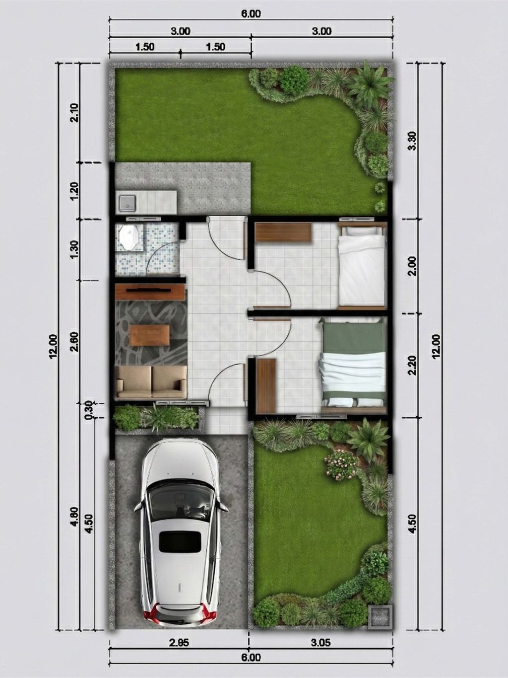foto denah rumah tipe 26/72 (293) Per 01 September 2025 perumahan SANGGAR INDAH PARAHYANGAN