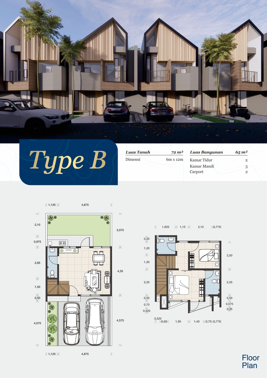 foto denah rumah tipe B perumahan Trevista Hills - Cluster Kebayoran