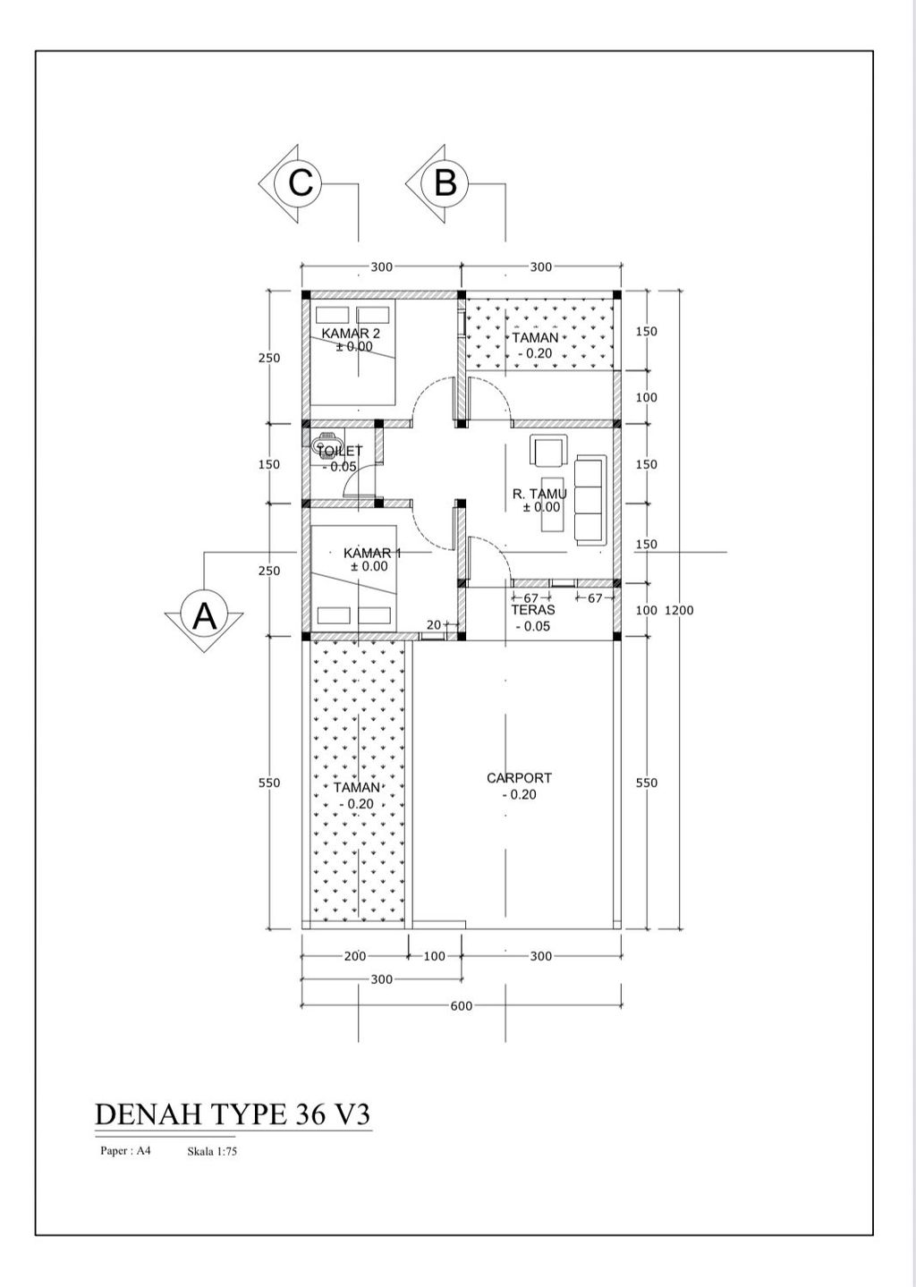 foto denah rumah tipe Subsidi A perumahan Grand Pesona Harmoni