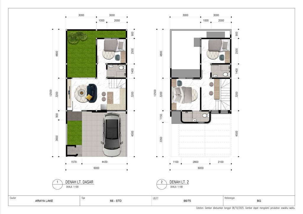 foto denah rumah tipe araya 2 perumahan GRAND RESIDENCE CITY.