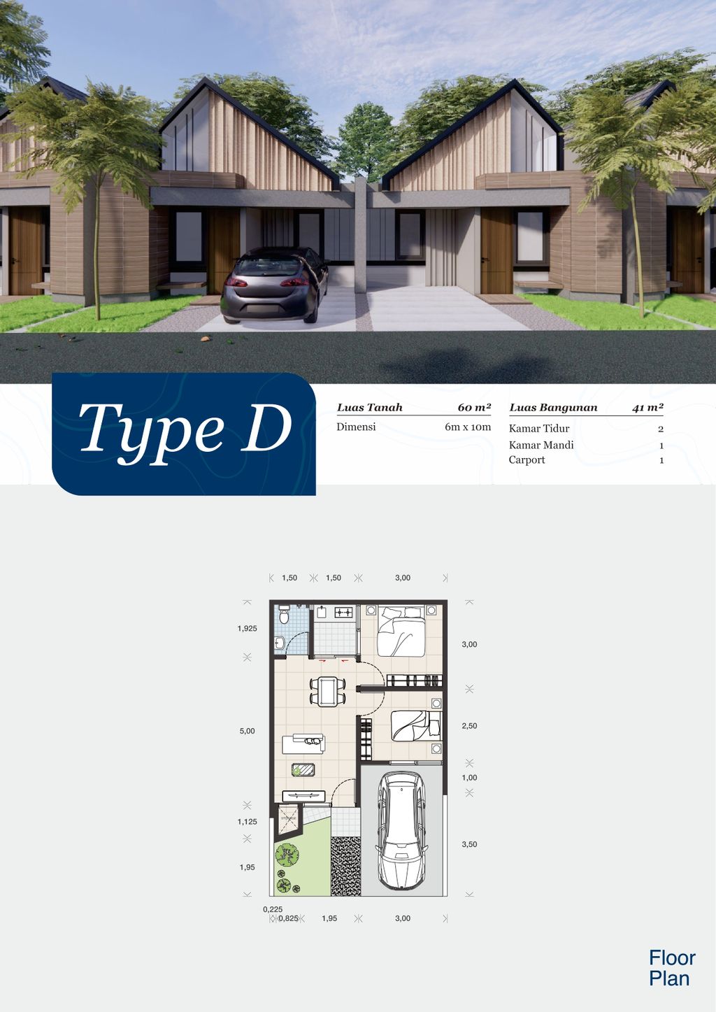 foto denah rumah tipe D perumahan Trevista Hills - Cluster Kebayoran