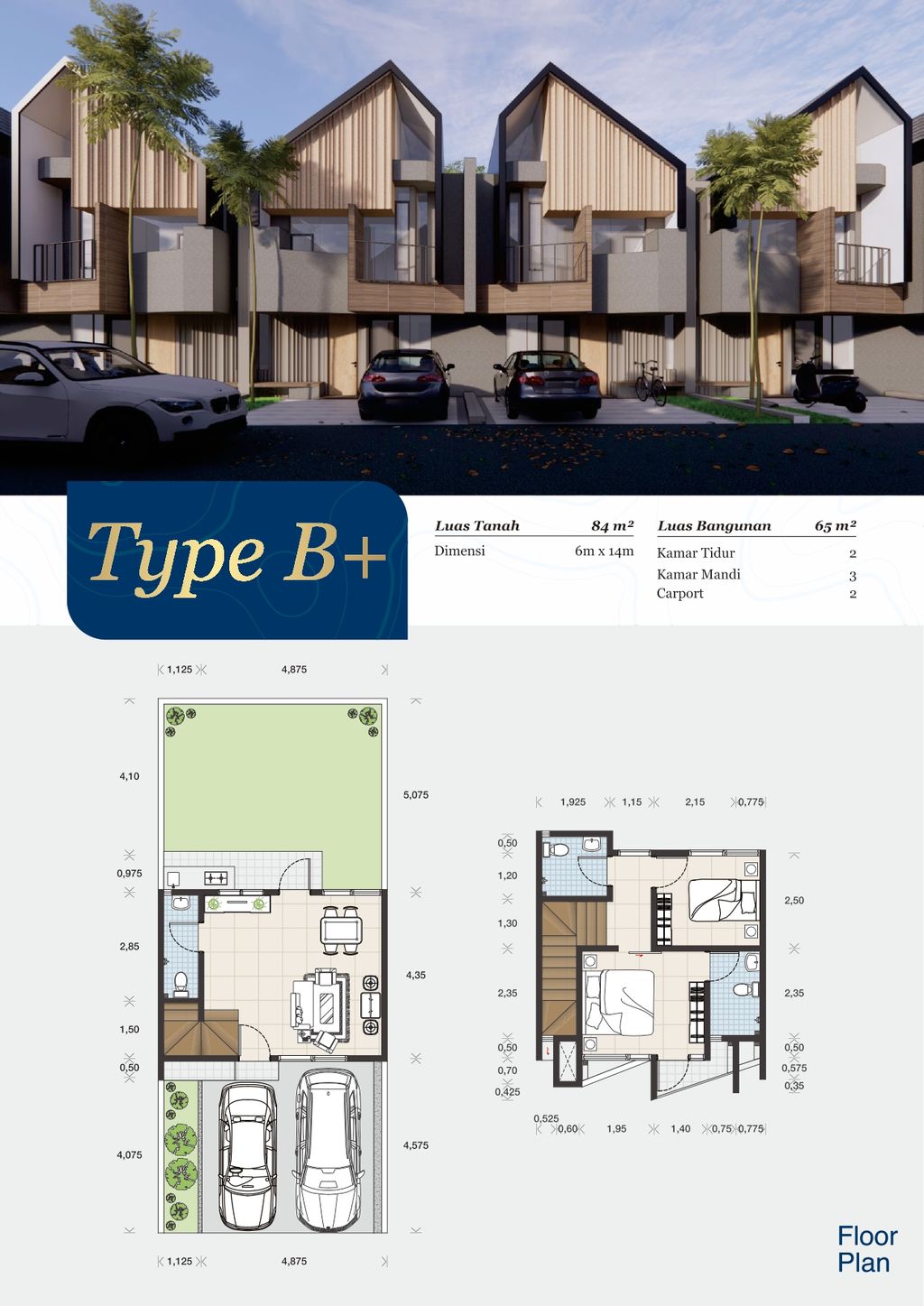 foto denah rumah tipe B+ perumahan Trevista Hills - Cluster Kebayoran