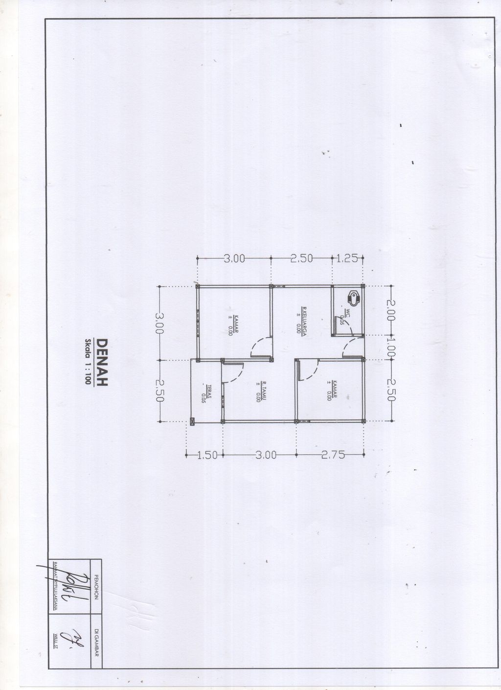 foto denah rumah tipe SUBSIDI perumahan KESATRIA RESIDENCE TAHAP 2