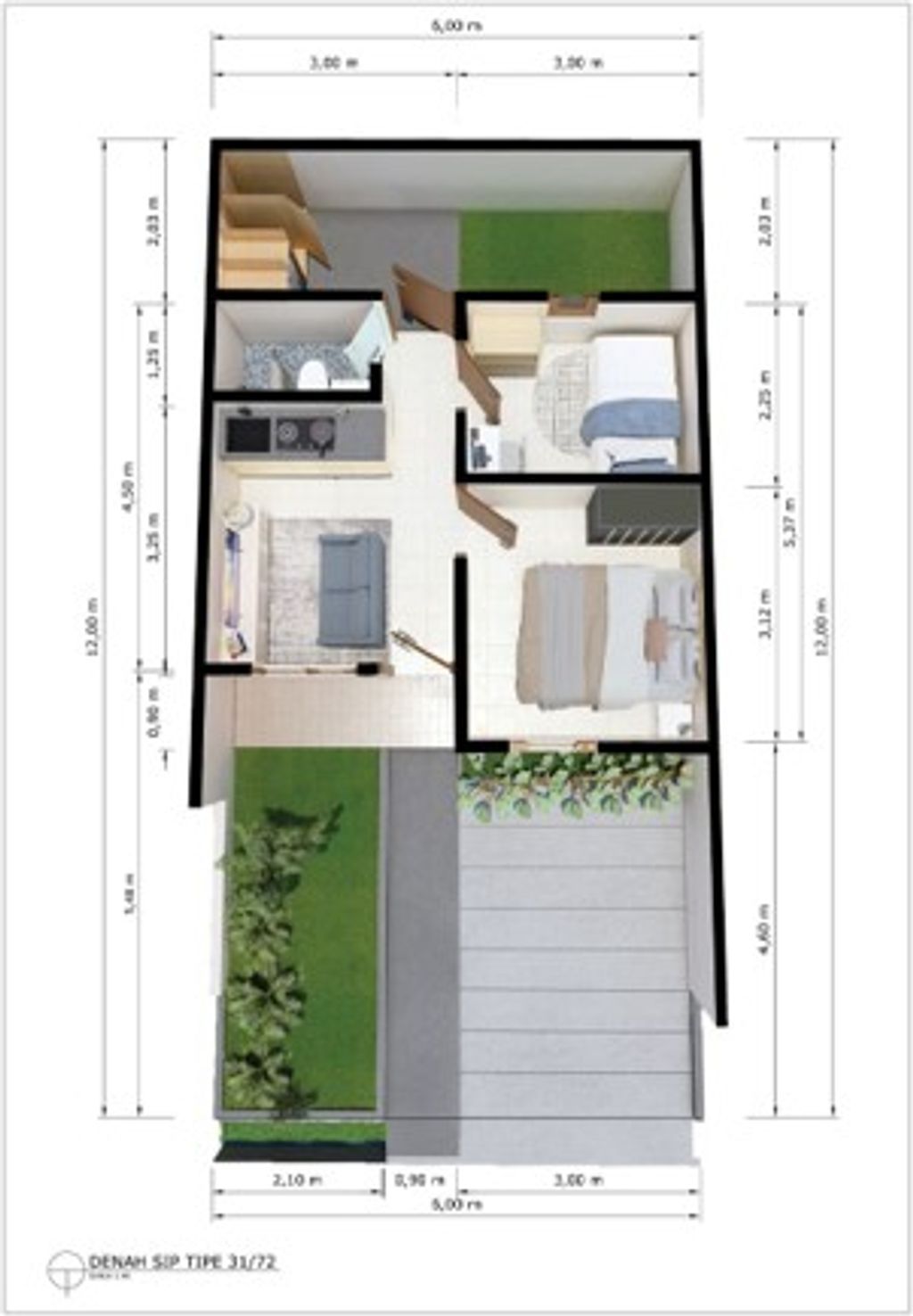foto denah rumah tipe 31/72 (259) Per 12 Januari 2026 perumahan SANGGAR INDAH PALASTRI