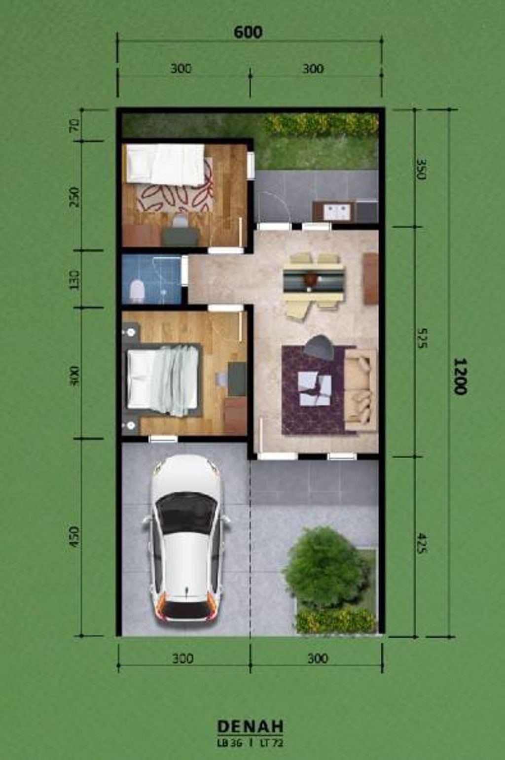 foto denah rumah tipe 36/72 perumahan GRIYA YUSIMA RESIDENCE