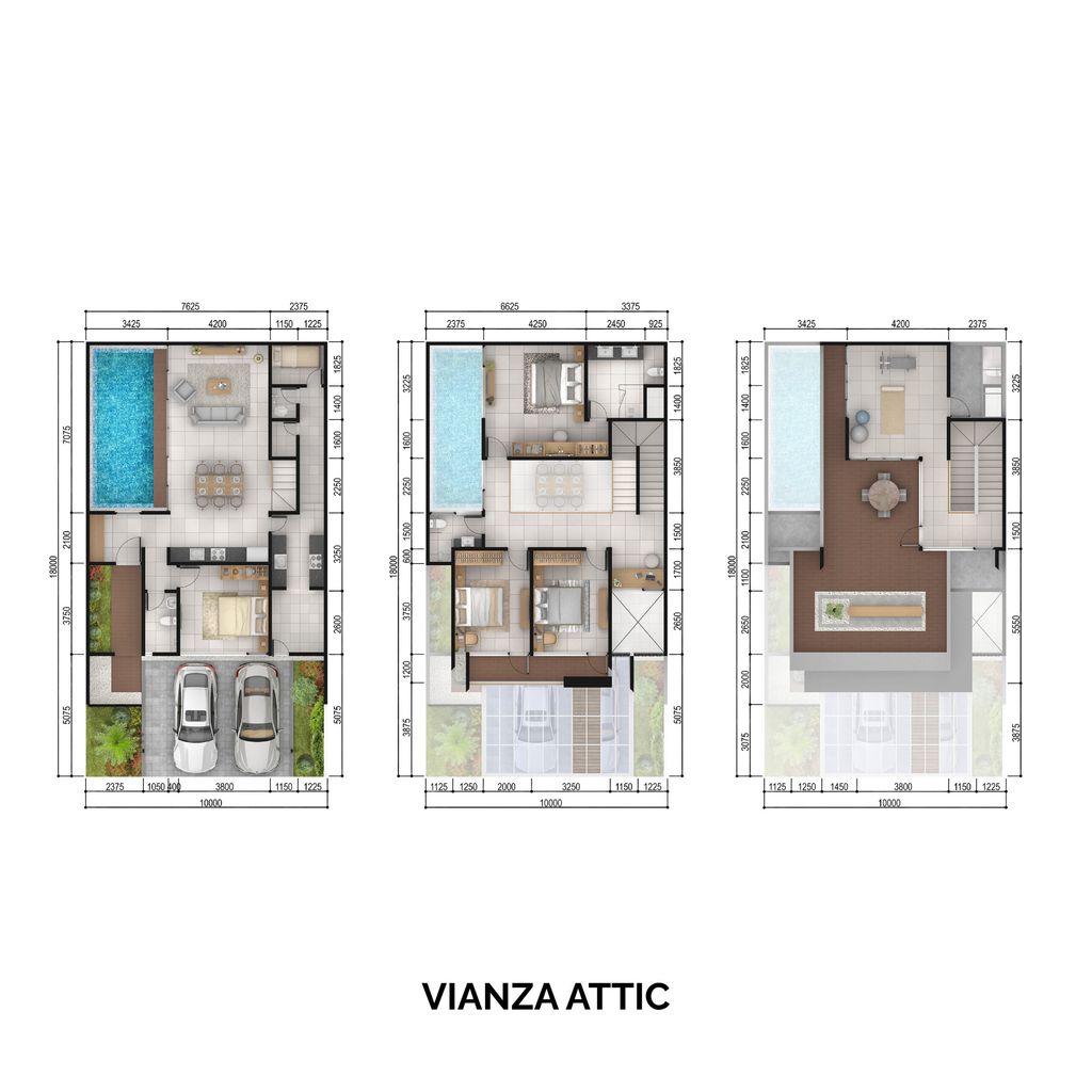 foto denah rumah tipe Vianza Attic Pool perumahan CITRALAND THE GREENLAKE SURABAYA