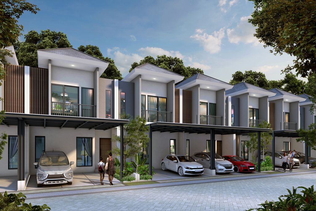 foto tampak rumah tipe 55 HOOK perumahan PANDANARAN AVENUE