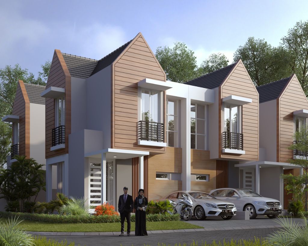 foto tampak rumah tipe Rosewood perumahan ARFA GREEN CLUSTER