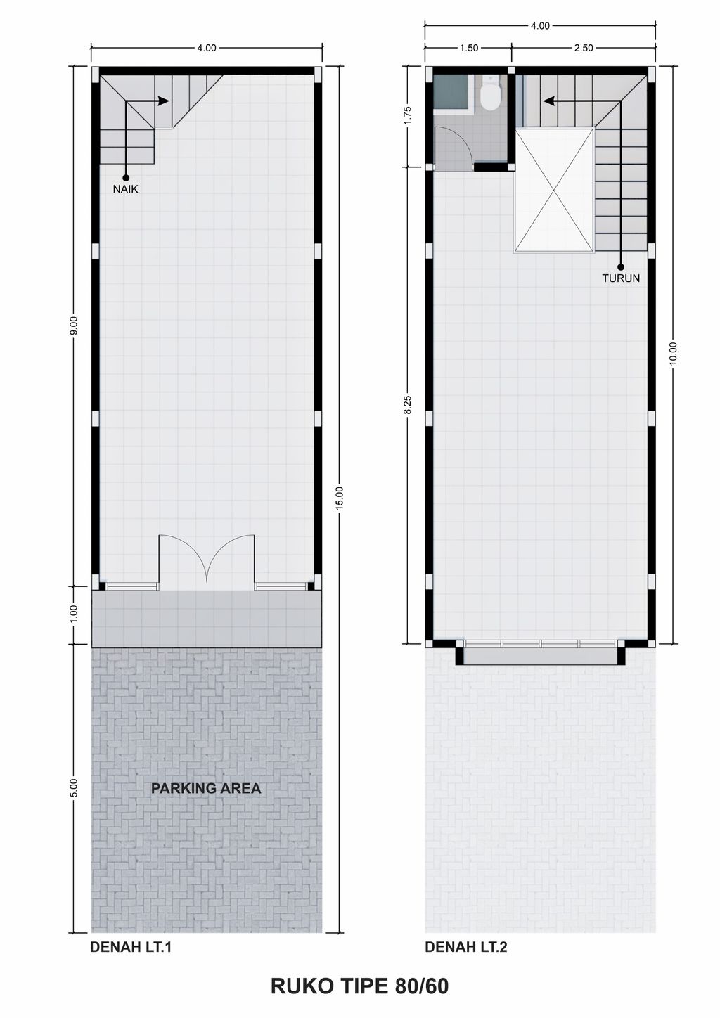 foto denah rumah tipe Ruko Tulip perumahan The Quality Riverside