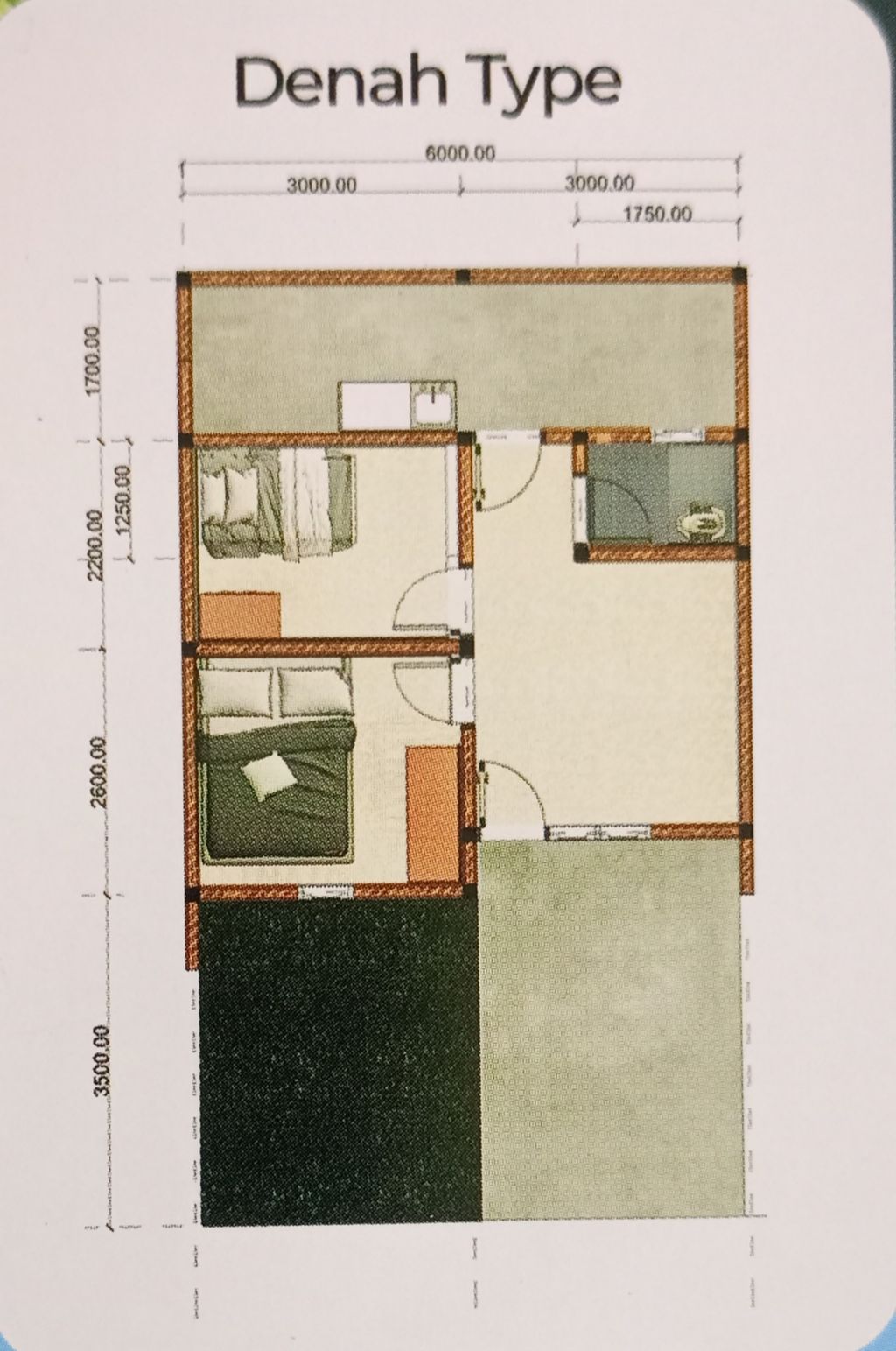 foto denah rumah tipe Andaru Subsidi perumahan Pesona Alam Jatinangor 
