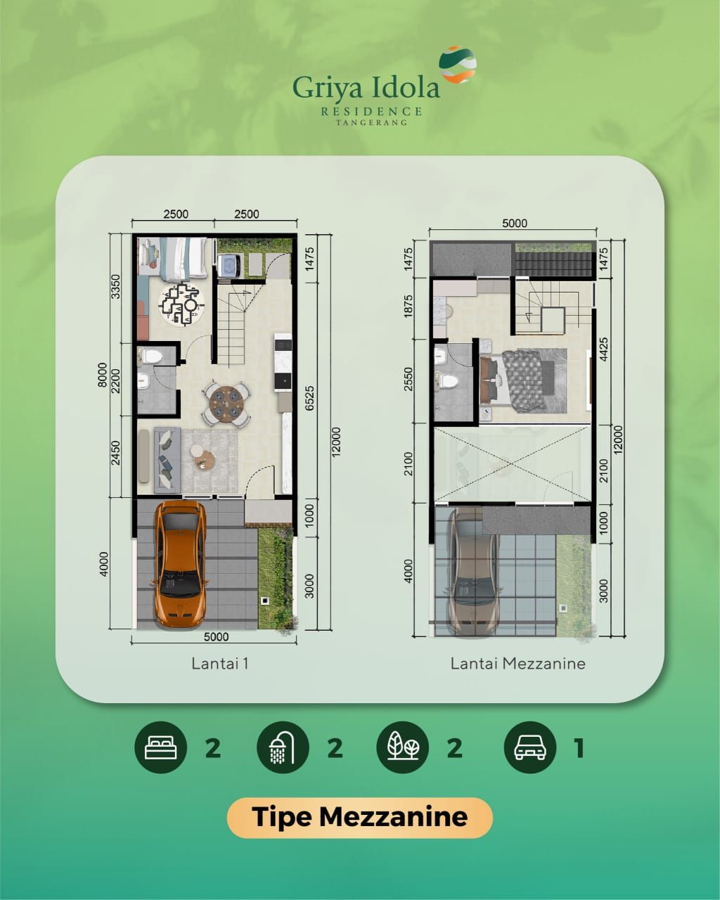 foto denah rumah tipe PINE 2 LT perumahan GRIYA IDOLA RESIDENCE TANGERANG