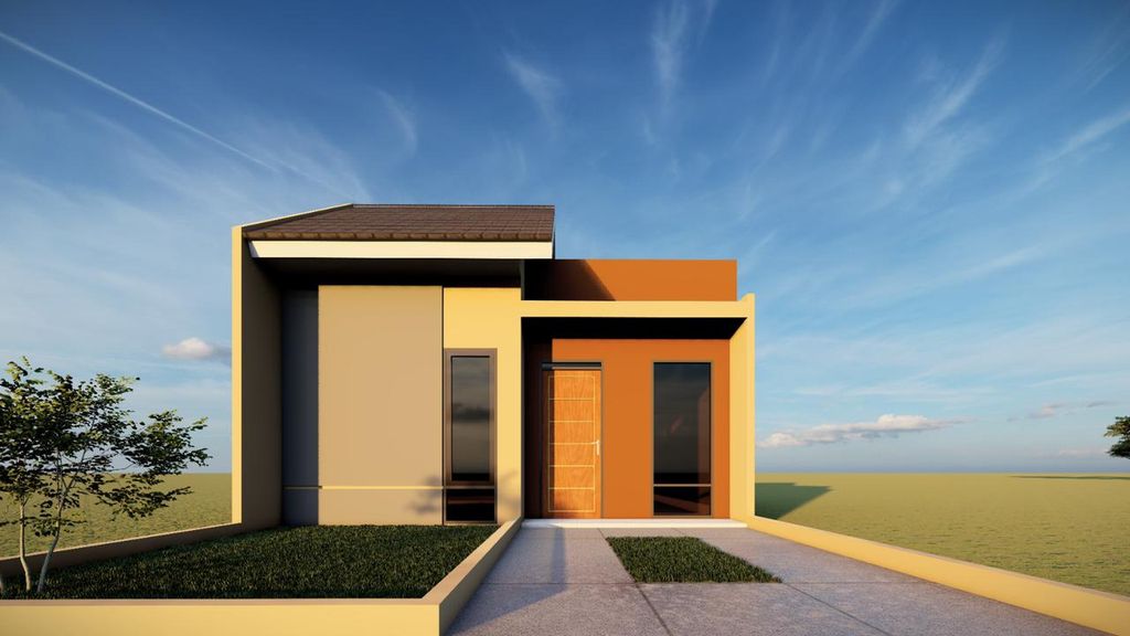 foto tampak rumah tipe Archiles perumahan MAHKOTA VILLAGE TAHAP 2