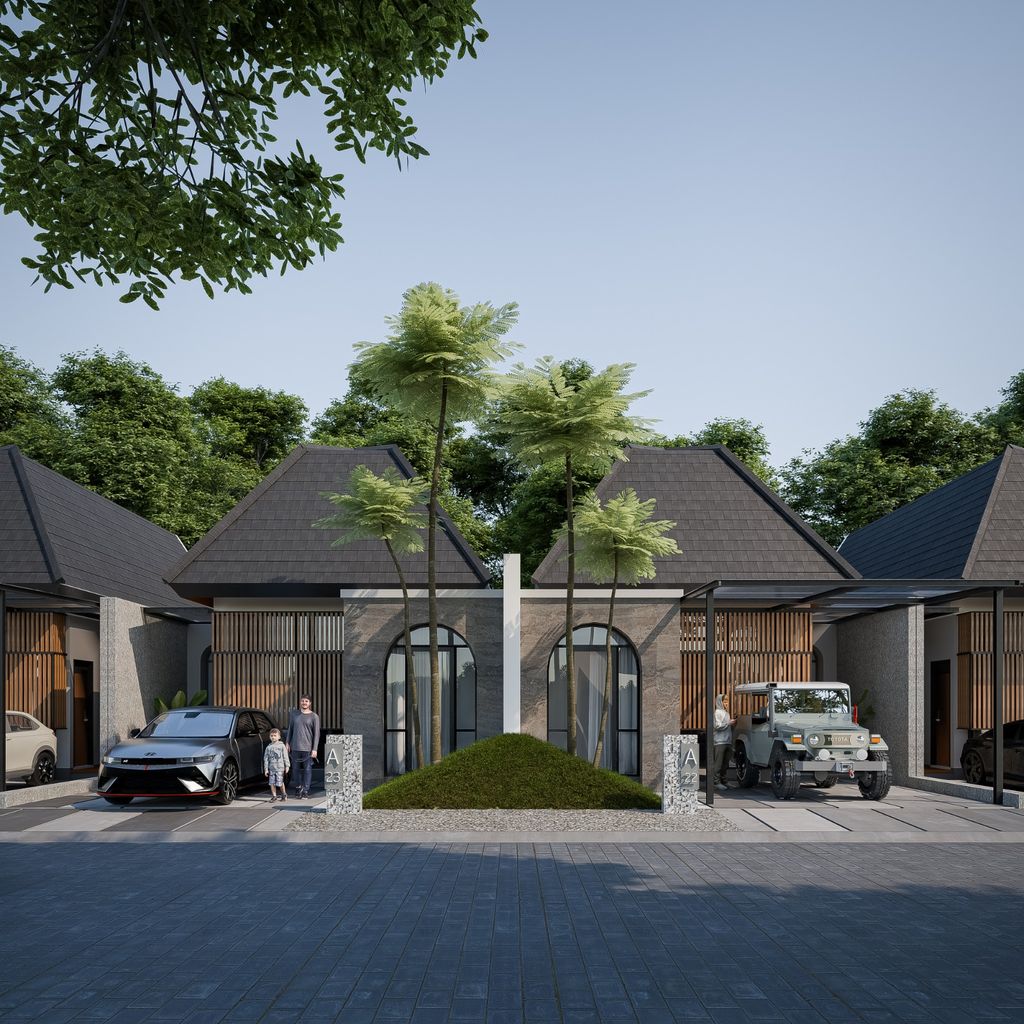 foto tampak rumah tipe OAKLAND 8 perumahan RIVERFRONT URBAN RESORT TAHAP II