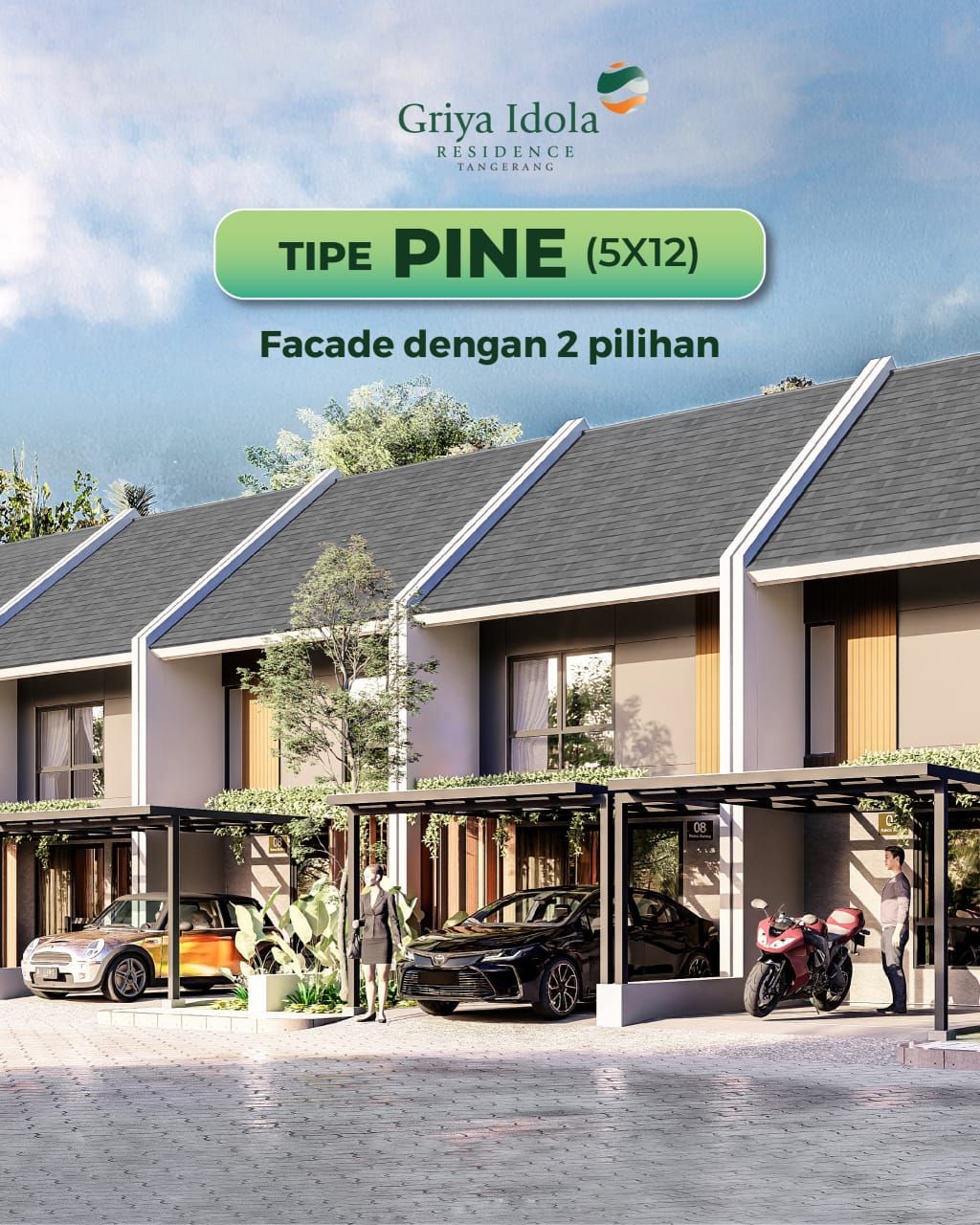 foto tampak rumah tipe PINE perumahan GRIYA IDOLA RESIDENCE TANGERANG