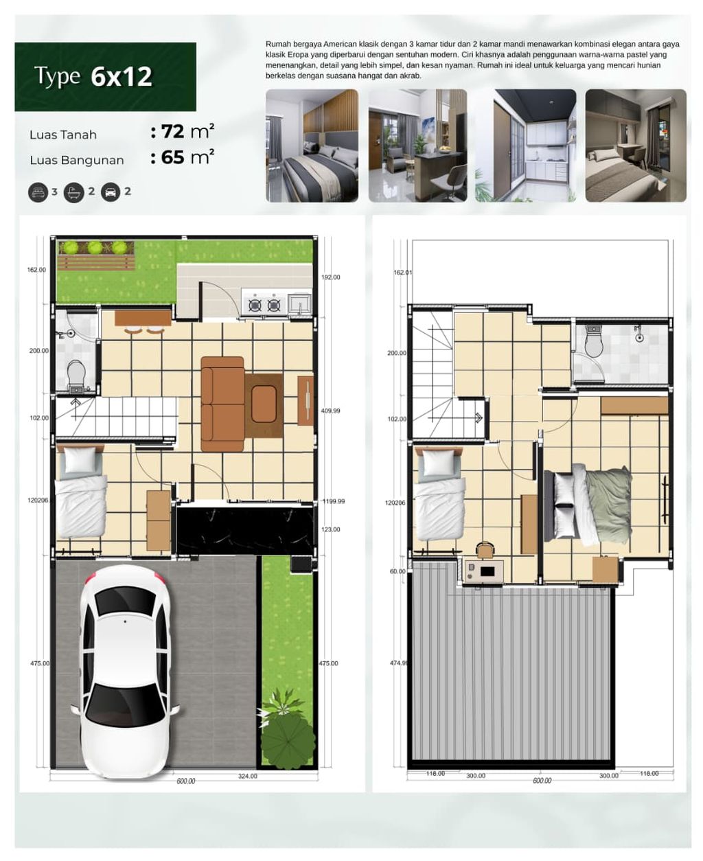 foto denah rumah tipe Alexandrite perumahan the Paradise Park Residence Premiere