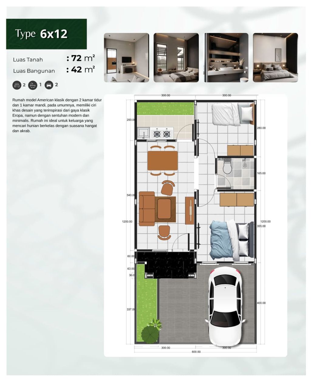 foto denah rumah tipe Ruby perumahan the Paradise Park Residence Premiere