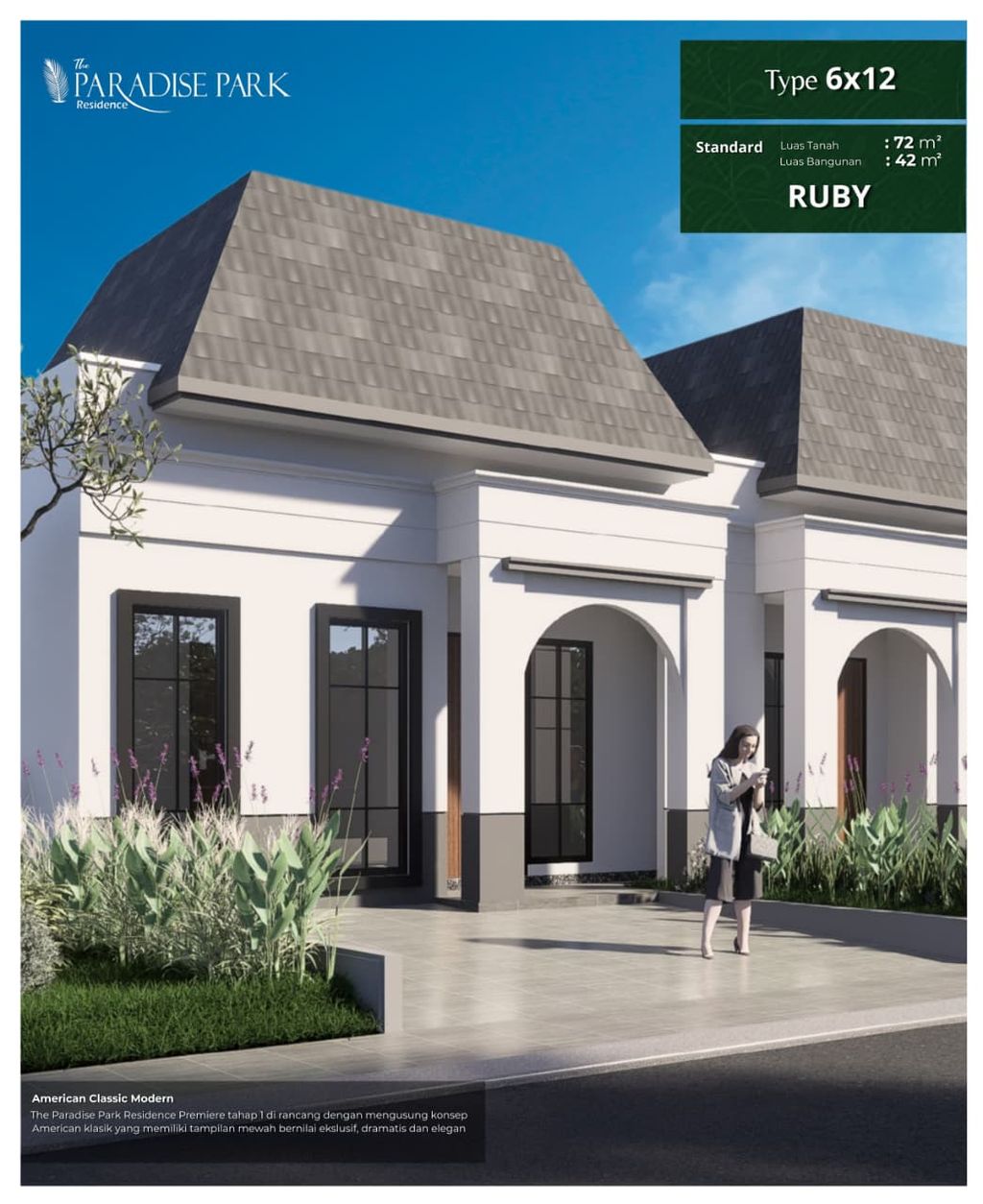 foto tampak rumah tipe Ruby perumahan the Paradise Park Residence Premiere