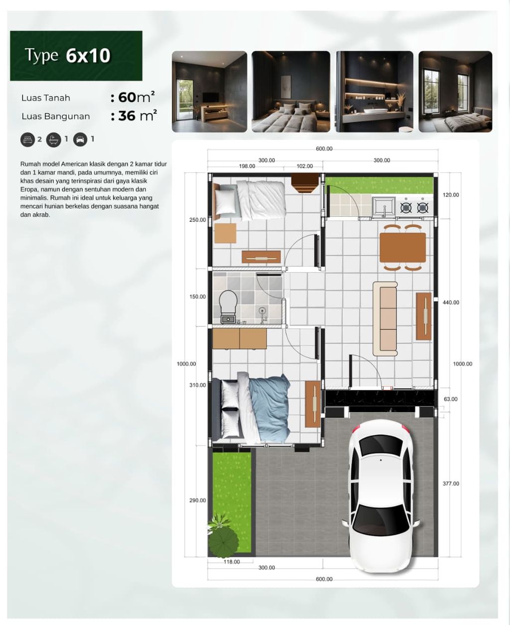 foto denah rumah tipe Alia perumahan the Paradise Park Residence Premiere