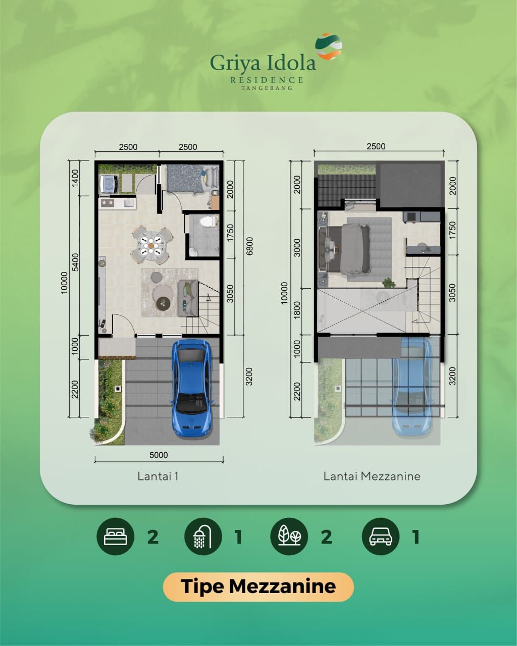 foto denah rumah tipe ACACIA 2 LT perumahan GRIYA IDOLA RESIDENCE TANGERANG