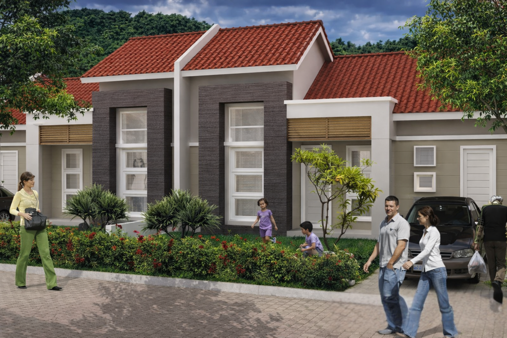 foto tampak rumah tipe 68/288 perumahan Grand Victoria 1