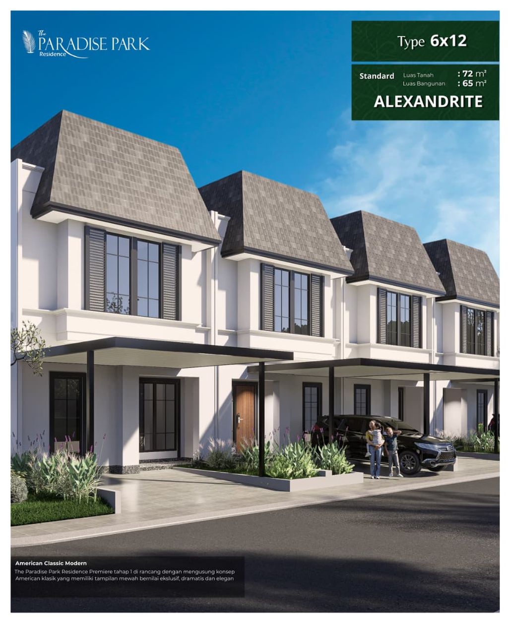 foto tampak rumah tipe Alexandrite perumahan the Paradise Park Residence Premiere