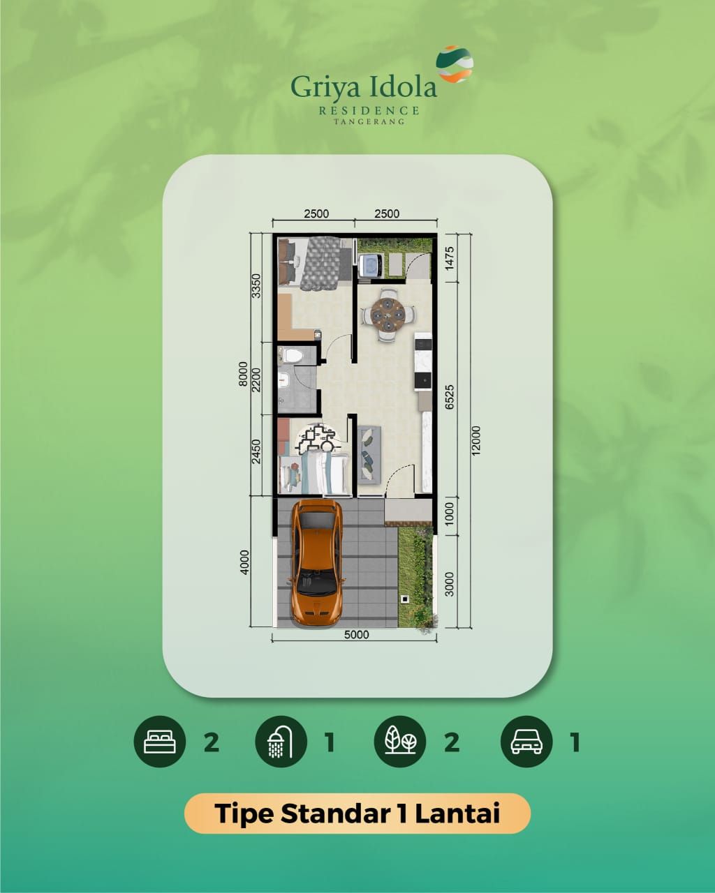 foto denah rumah tipe PINE perumahan GRIYA IDOLA RESIDENCE TANGERANG